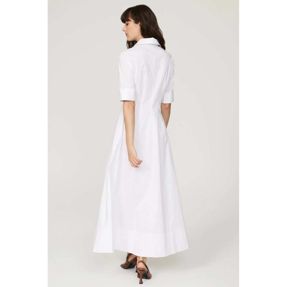 Staud White Cotton Poplin Button Front Maxi Shirt Dress Size 6 - Picture 2 of 10